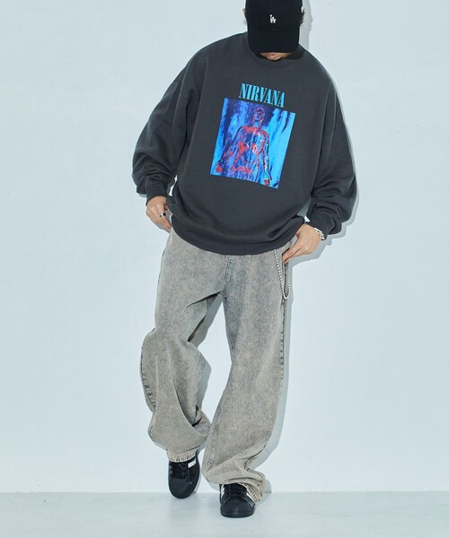 「FREAK'S STORE」 スウェットカットソー SMALL チャコールグレー メンズ_画像2