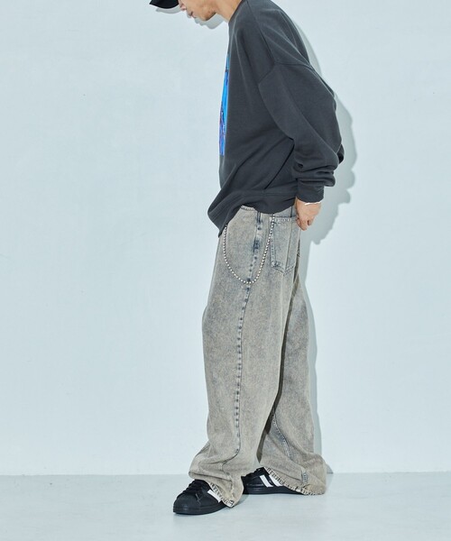 「FREAK'S STORE」 スウェットカットソー SMALL チャコールグレー メンズ_画像4