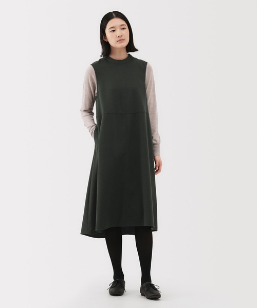 無印良品（MUJI） ノースリーブワンピース L ダークグリーン