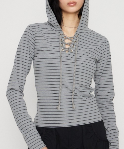 LAGUA GEM（ラグアジェム） パーカー LACE UP HOODIE トップス