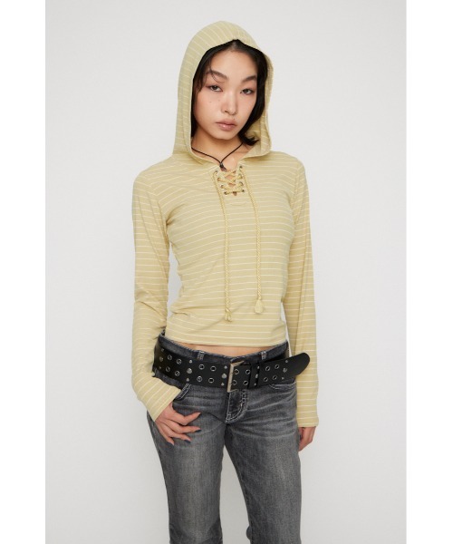 LAGUA GEM（ラグアジェム） パーカー LACE UP HOODIE トップス