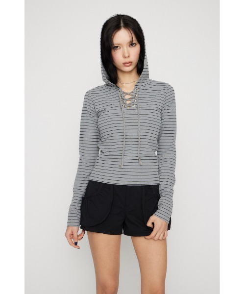 LAGUA GEM（ラグアジェム） パーカー LACE UP HOODIE トップス
