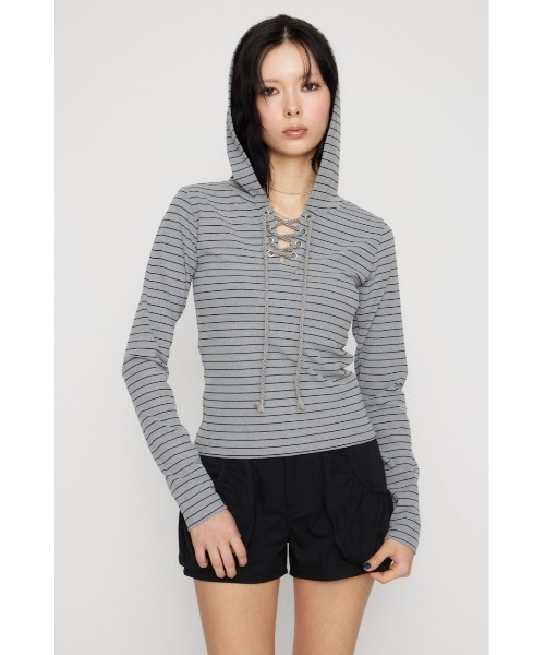 LAGUA GEM（ラグアジェム） パーカー LACE UP HOODIE トップス