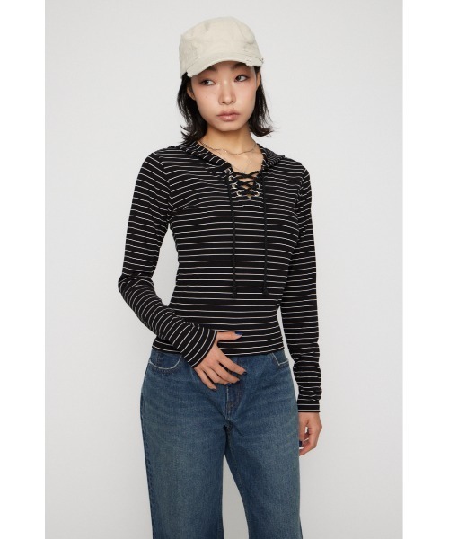 laguagem LACE UP HOODIE トップス LAGUA GEM | LACE UP HOODIE トップス (Tシャツ・カットソー(長袖