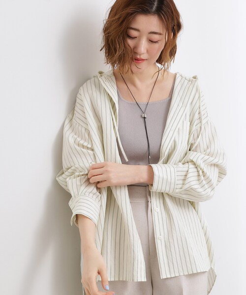 grove（グローブ） ブラウス シャツ 「洗える」大人のストライプ