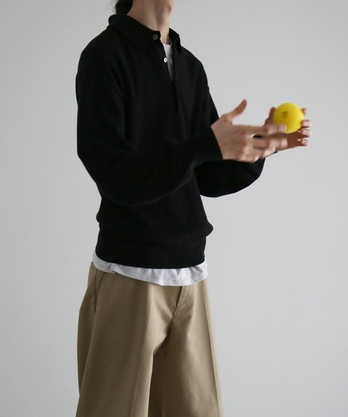 未使用タグ付き新品　KAIKO Supima polo ブラック KAIKO（カイコー） セーター ニット KAIKO Supima polo メンズ