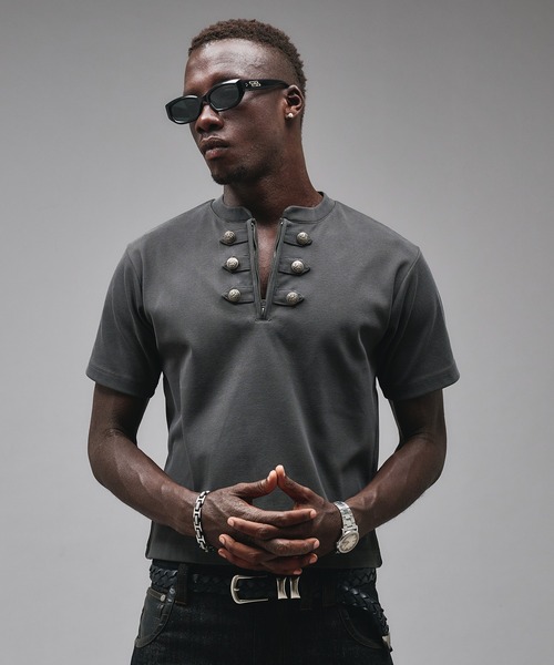 ANDER HUNK ヘンリーネック tシャツ Napoleon Henry neck Rib T-shirt