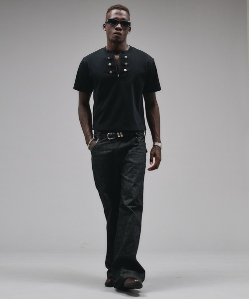 ANDER HUNK ヘンリーネック tシャツ Napoleon Henry neck Rib T-shirt