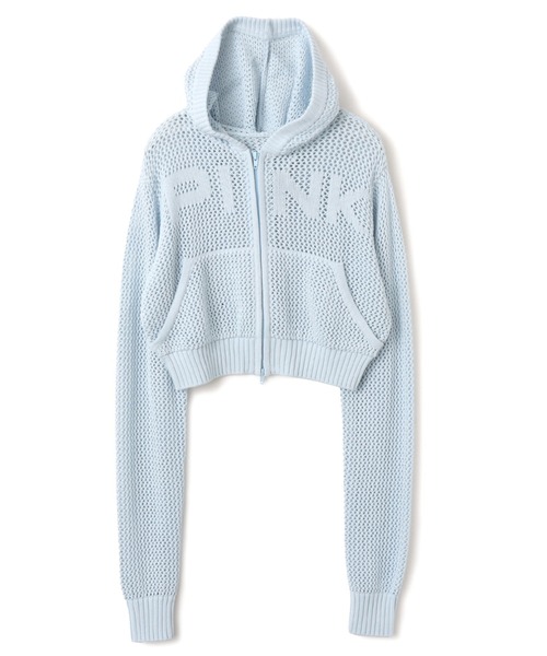 ニット セーター atmos pink Pointelle Knit Zip-up Hoodie / アトモス ピンク ポワンテル ニット ジップアップ フーディ レディース | atmos girls