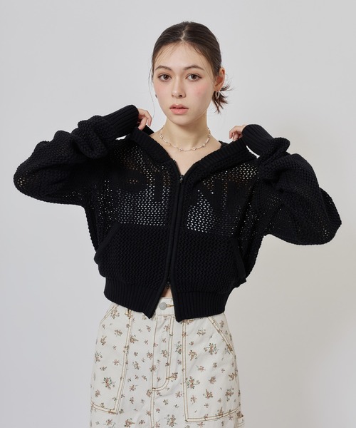 ニット セーター atmos pink Pointelle Knit Zip-up Hoodie / アトモス ピンク ポワンテル ニット ジップアップ フーディ レディース | atmos girls | 14