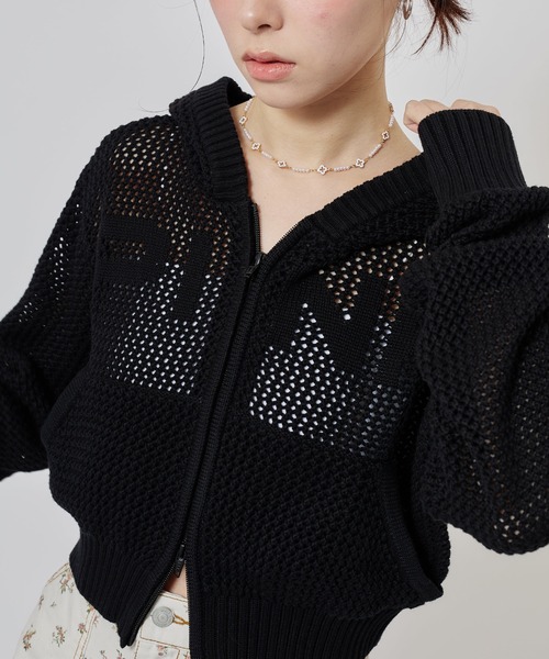 ニット セーター atmos pink Pointelle Knit Zip-up Hoodie / アトモス ピンク ポワンテル ニット ジップアップ フーディ レディース | atmos girls | 15