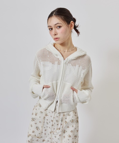 ニット セーター atmos pink Pointelle Knit Zip-up Hoodie / アトモス ピンク ポワンテル ニット ジップアップ フーディ レディース | atmos girls | 05