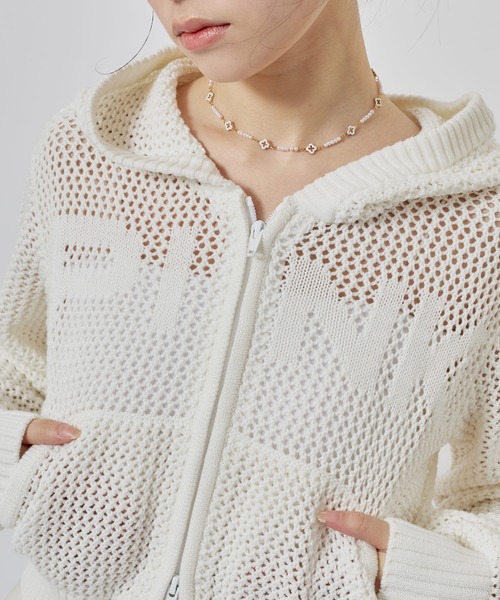 ニット セーター atmos pink Pointelle Knit Zip-up Hoodie / アトモス ピンク ポワンテル ニット ジップアップ フーディ レディース | atmos girls | 06