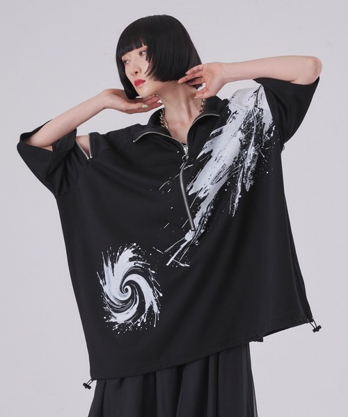 狐独 tシャツ プリントハーフジッププルオーバー メンズ レディース