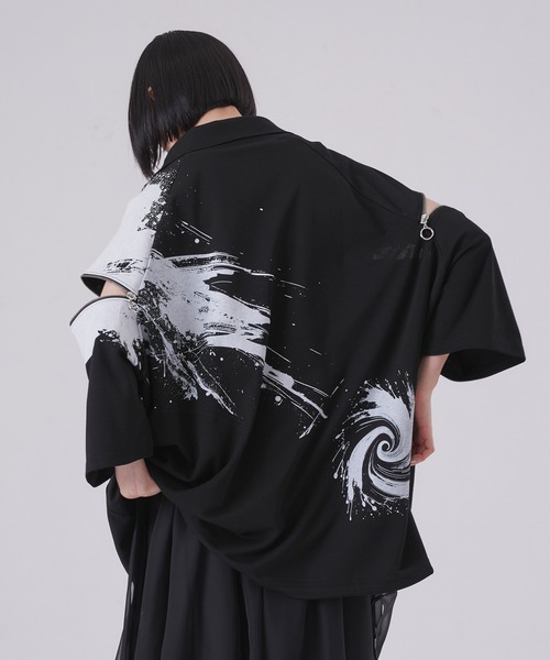 狐独 プリントハーフジッププルオーバー L ブラック 狐独 tシャツ プリントハーフジッププルオーバー メンズ レディース
