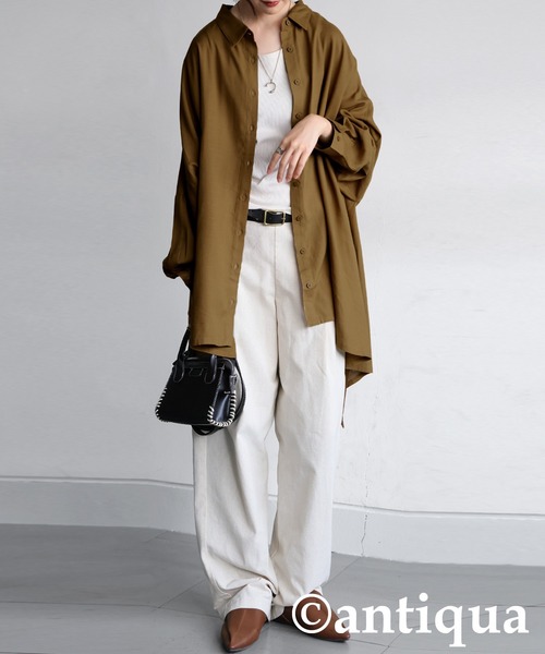 「antiqua」 長袖シャツ ONESIZE キャメル レディース_画像6