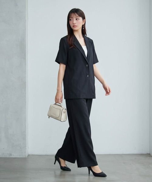 DRESS+（ドレスプラス） セットアップ 襟付きジャケット ワイドパンツ