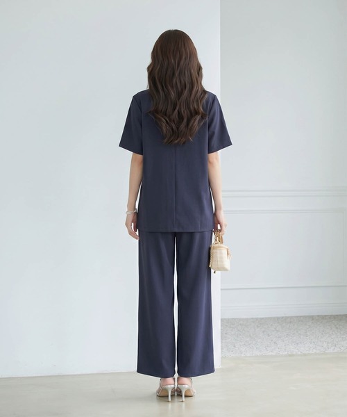DRESS+（ドレスプラス） セットアップ 襟付きジャケット ワイドパンツ