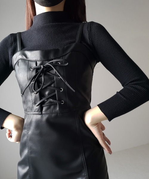 「me+em select」 キャミソールワンピース MEDIUM ブラック レディース_画像4