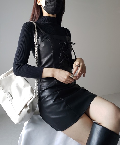 「me+em select」 キャミソールワンピース MEDIUM ブラック レディース_画像7