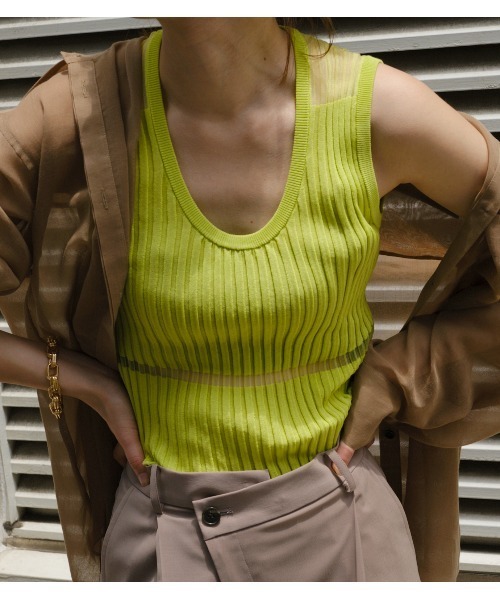 LE CIEL BLEU ニット セーター Sheer Blocking Tank Top