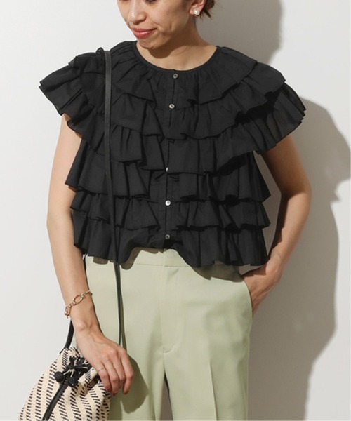 IENA LA BOUCLE シャツ ブラウス コットンフリルブラウス : ZOZOTOWN  