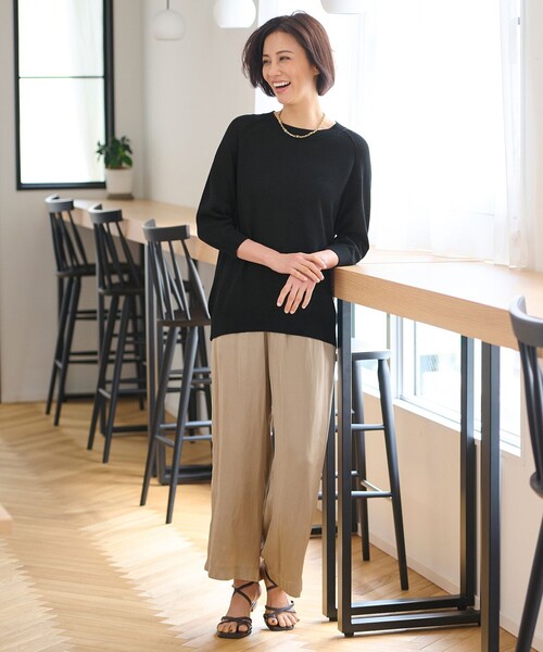 ニット セーター 「洗える」ペーパーコットンアセテート  ニット レディース 自由区 ニット セーター 「洗える・XSサイズあり」ペーパー