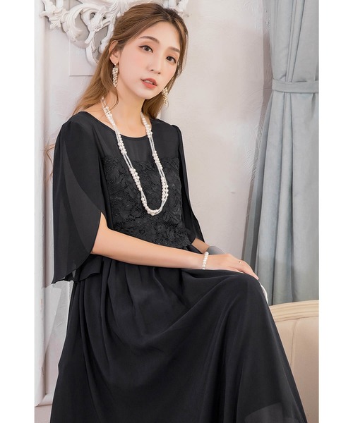 美品/Grand Table グランダーブル ロングドレス ワンピース/ボレロ付 Grand Table グランダーブル ロングドレス ワンピース 結婚式 黒