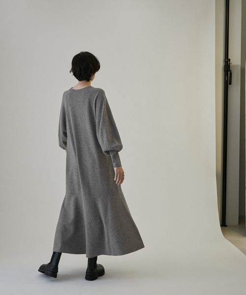 SALON adam et rope' ワンピース 「WEB限定」へムペプラムロング