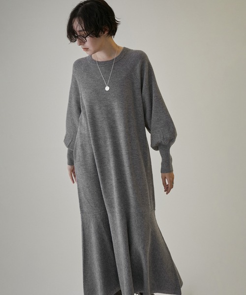 美品✨アダムエロペ 25ss ペプラムコンビニットワンピース ロング