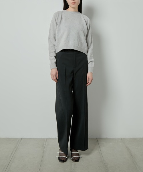 ル シェル ブルー スラックス ル シェル ブルー - LE CIEL BLEU | Tuck Wide Pants-Beige-36の