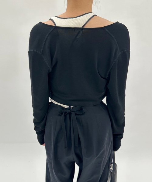 HAKUJI/ハクジ】bicolor asymmetry bra top（カップ付きインナー