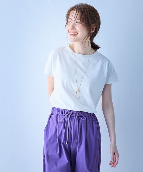any FAM tシャツ Tシャツ 「洗濯機可」ニットリブフレンチスリーブプル 