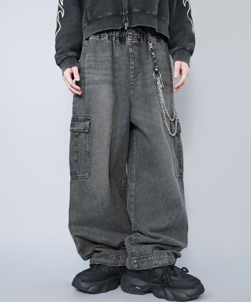 SPINNS（スピンズ） ジーンズ ヴィンテージ加工デニムカーゴワイド