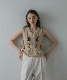 MINERTE ベスト ジレ 「MINERTE」hole knit vest / 穴あきV
