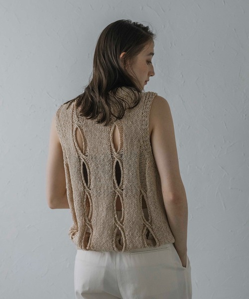ベスト ジレ Crochet Knit Vest レディース ベスト ジレ Crochet Lace Vest / クロシェレースベスト