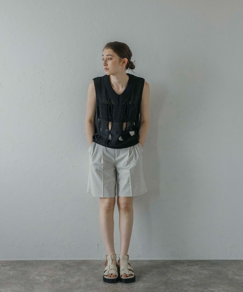 MINERTE ベスト ジレ 「MINERTE」hole knit vest / 穴あきV