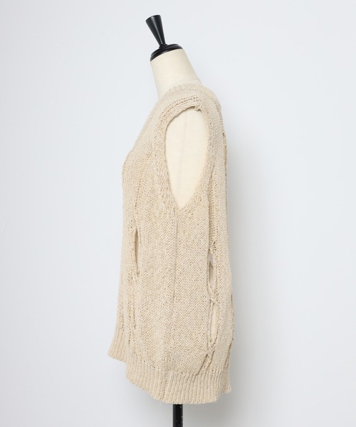 MINERTE ベスト ジレ 「MINERTE」hole knit vest / 穴あきV