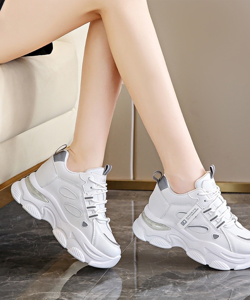 Lace Ladies スニーカー 配色 タグ付き ミッドカット ウエッジ