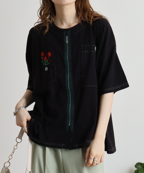 カーディガン EMAGO ふしぎ刺繍カーディガン レディース Emago カーディガン EMAGO ふしぎ刺繍カーディガン レディース