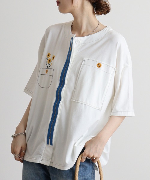 カーディガン EMAGO ふしぎ刺繍カーディガン レディース Emago カーディガン EMAGO ふしぎ刺繍カーディガン レディース