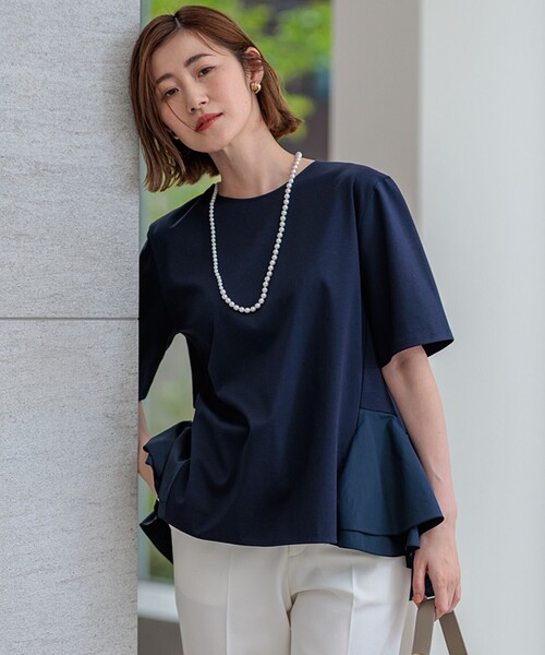23区 tシャツ 「洗える」コットンポンチコンビジャージー