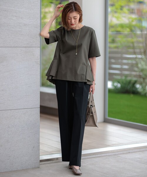 23区 tシャツ 「洗える」コットンポンチコンビジャージー