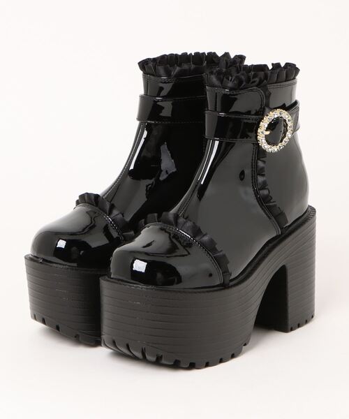 YOSUKE（ヨースケ） ブーツ 「YOSUKE/ヨースケ」厚底ビジューバックル