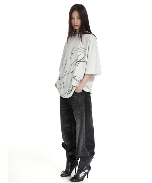 MASONPRINCE ジーンズ ルーズフィット ウォッシュ加工 ブラック