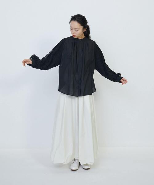 YLEVE◇長袖ブラウス/1/コットン/BLU/168-4150004 コットンブロード