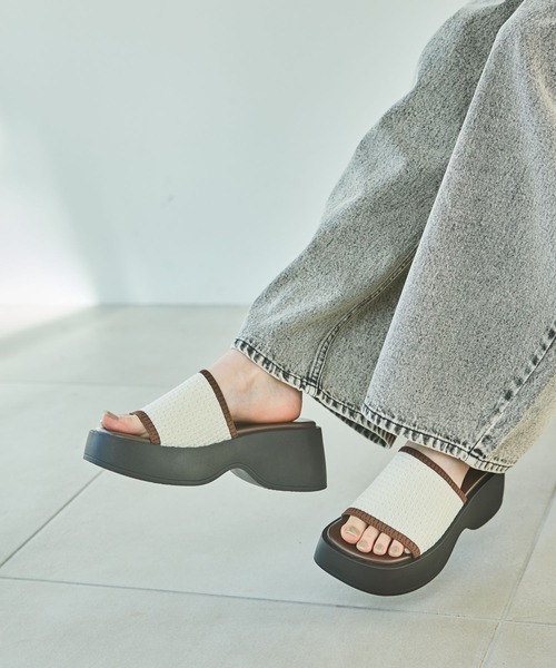 HIMIKO ニットサンダル　ダッドソール ストレッチ キラキラ 厚底　26 HUSKY ハスキー husky Co.Ltd. kitson ニット 厚底 キラキラ