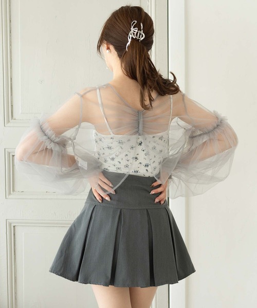 Ambre Neige（アンブルネージュ） カーディガン 2way tulle ribbon