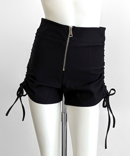 Riff パンツ ハイウエストフロントファスナーショートパンツ