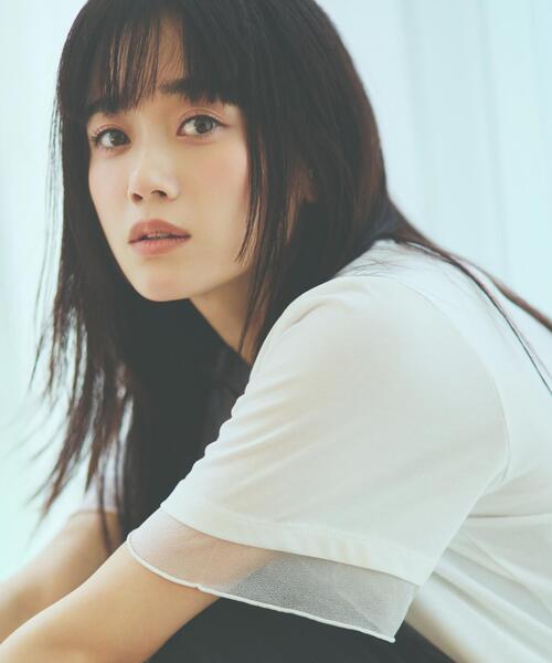 tシャツ 「洗える／日本製／素材組合せ」シアー袖デザイントップス レディース THE SHOP TK tシャツ 袖シアーTシャツ「接触冷感/洗濯機OK